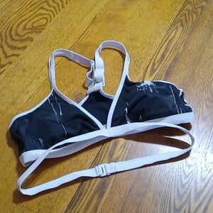 NAUTICA Bikini Top Large Swim Vacation Swimwear Resort New Beach BLACK WHITE